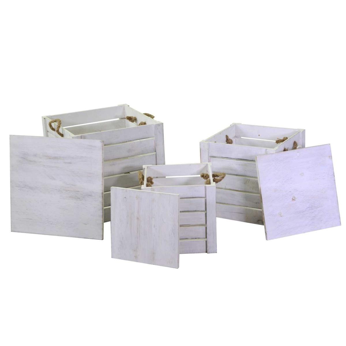 Scatola portaoggetti legno bianca coperchio 29 x 29 cm
