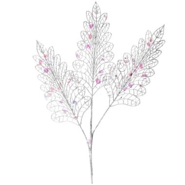 Fiore natale ramo bianco paillettes 78 cm