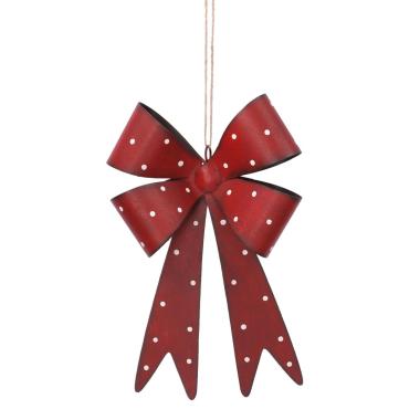 Decorazione natalizia fiocco metallo rosso 15,5 x 4 cm