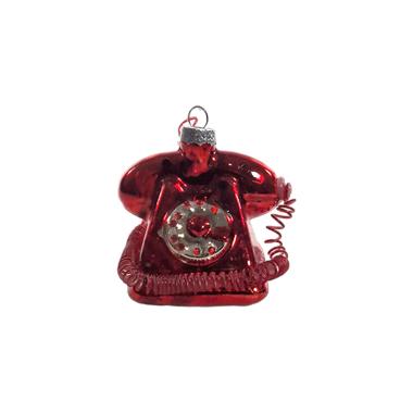 Pallina natalizia vetro telefono rosso 7 x 6,7 cm