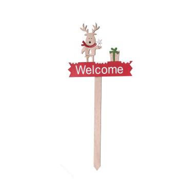 Cartello insegna legno renna welcome 48,5 cm