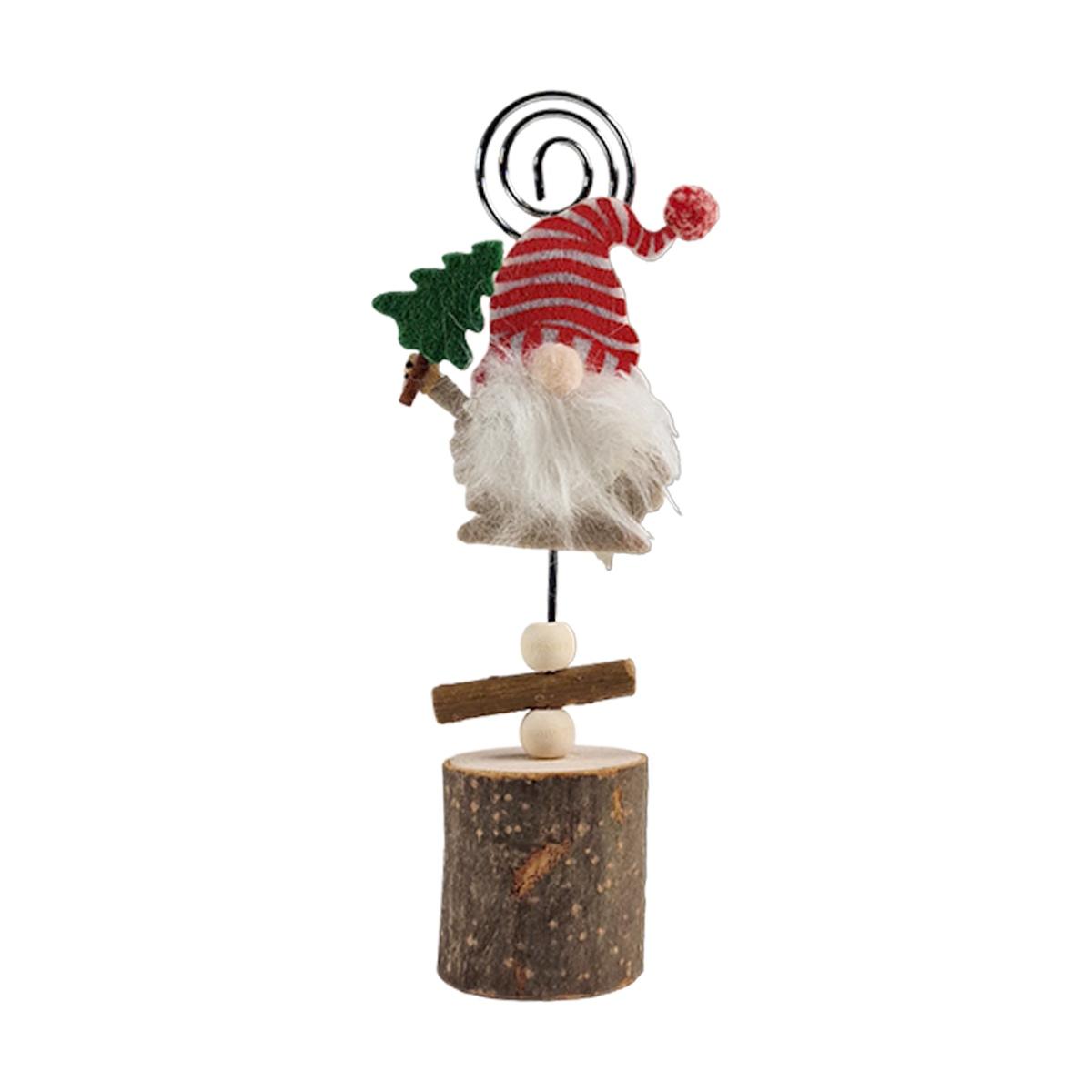 Segnaposto natalizio molletta legno babbo natale 15,5 cm