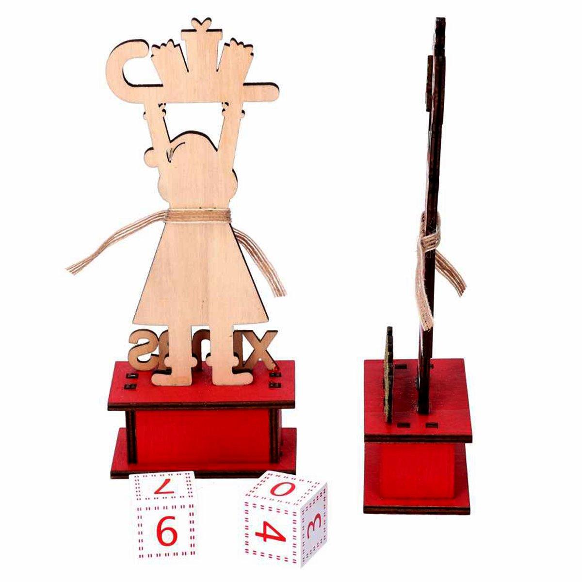 Calendario avvento legno conpupazzo di neve 22,5 cm