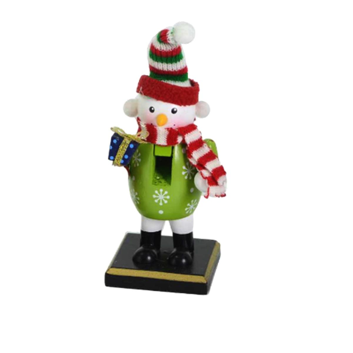 Soldatino schiaccianoci legno pupazzo di neve 15 cm