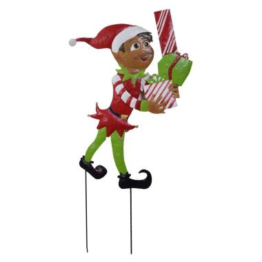 Decorazione natalizia elfo metallo 45 cm