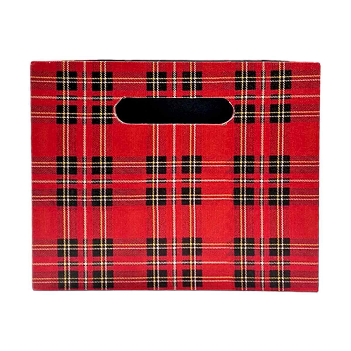 Cassetta natalizia ecopelle tartan rossa 36 x 24 cm