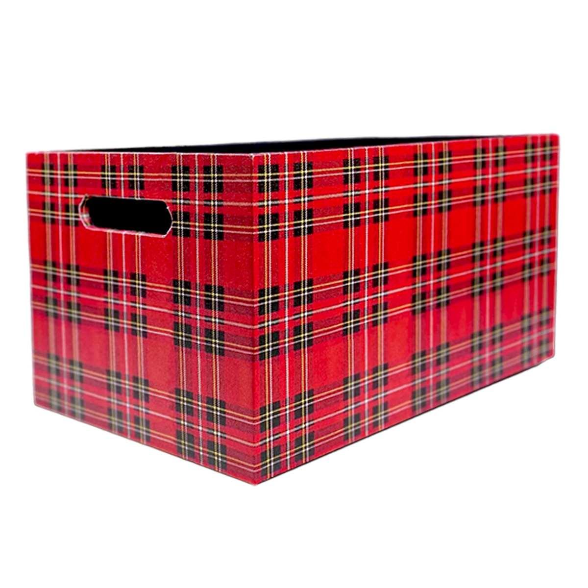 Cassetta natalizia ecopelle tartan rossa 36 x 24 cm