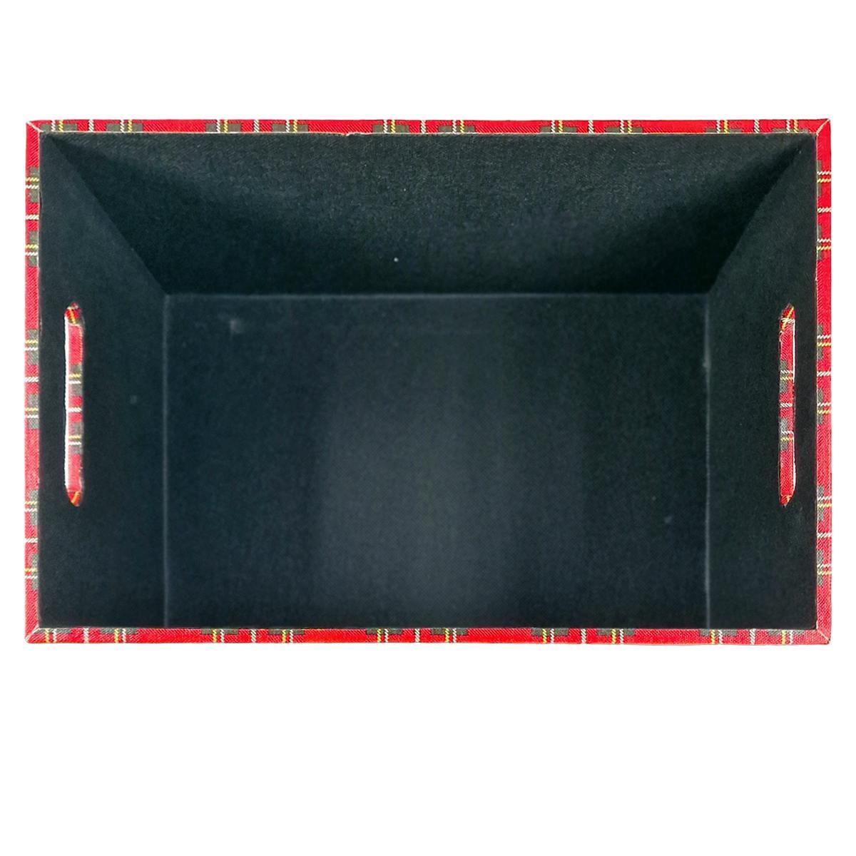 Cassetta natalizia ecopelle tartan rossa 36 x 24 cm
