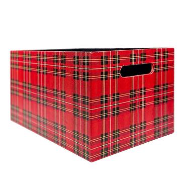 Cassetta natalizia ecopelle tartan rossa 36 x 24 cm