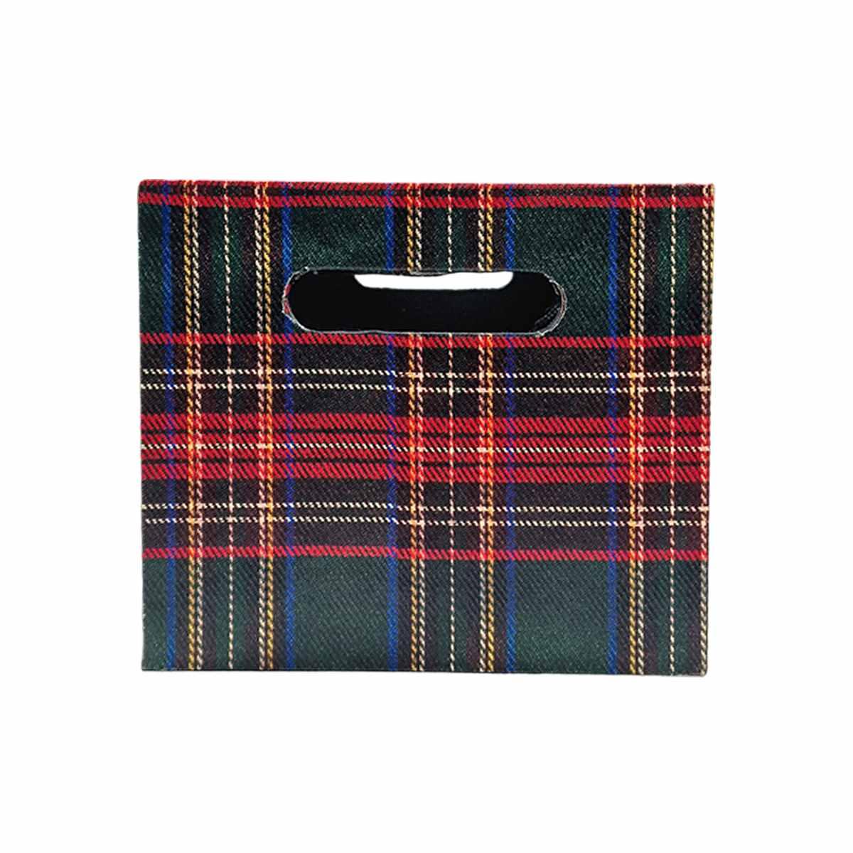 Cassetta natalizia ecopelle tartan verde 30 x 20 cm