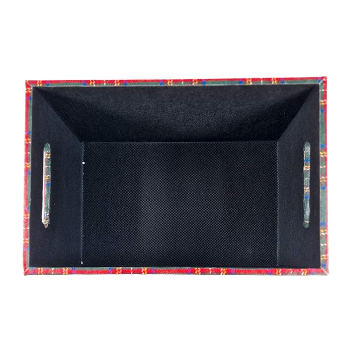 Cassetta natalizia ecopelle tartan verde 30 x 20 cm