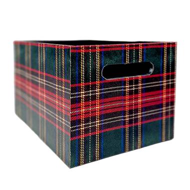 Cassetta natalizia ecopelle tartan verde 30 x 20 cm