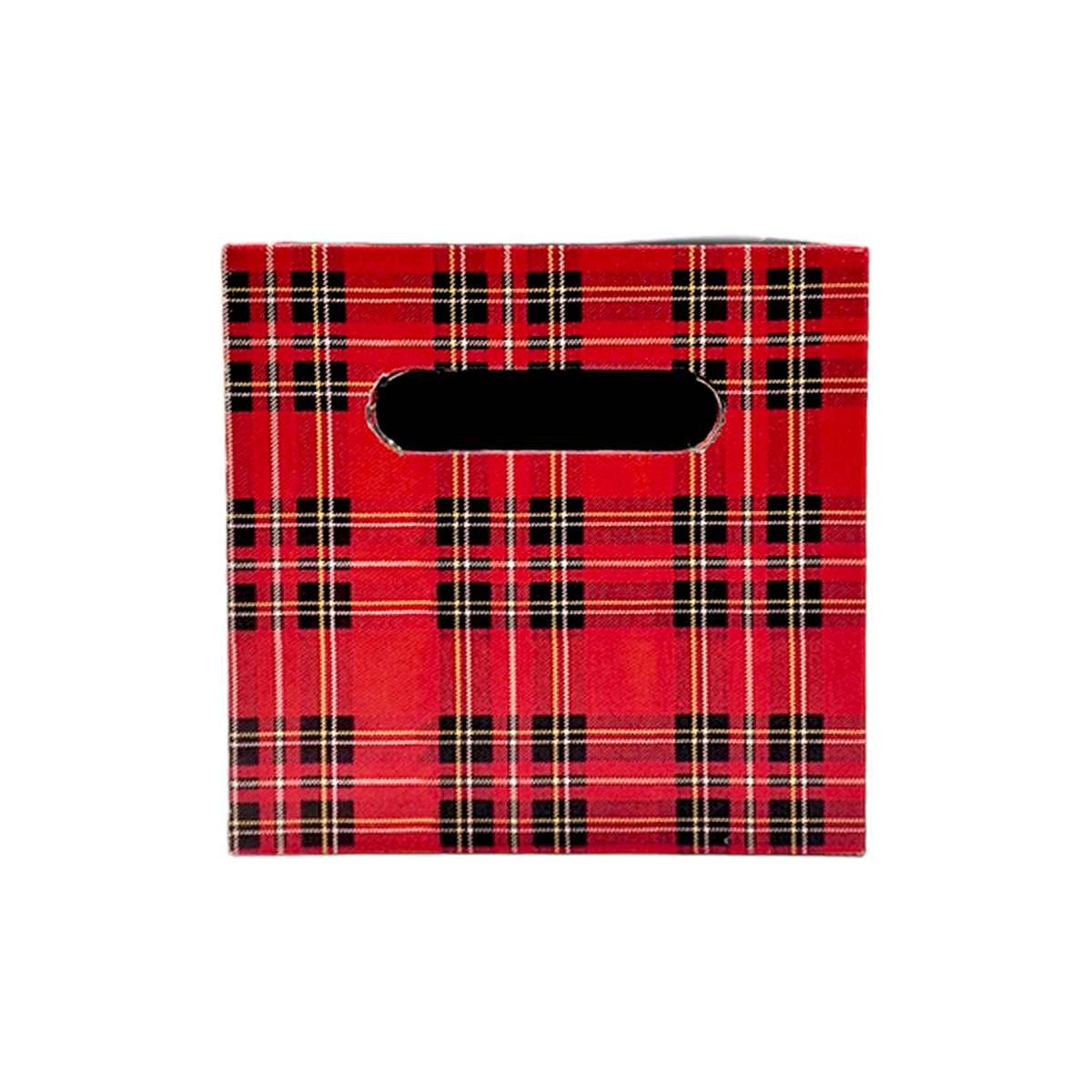 Cassetta natalizia ecopelle tartan rossa 26 x 16 cm