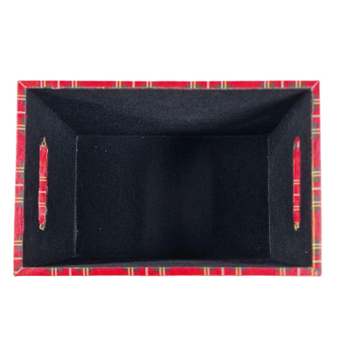 Cassetta natalizia ecopelle tartan rossa 26 x 16 cm