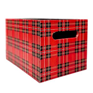 Cassetta natalizia ecopelle tartan rossa 26 x 16 cm