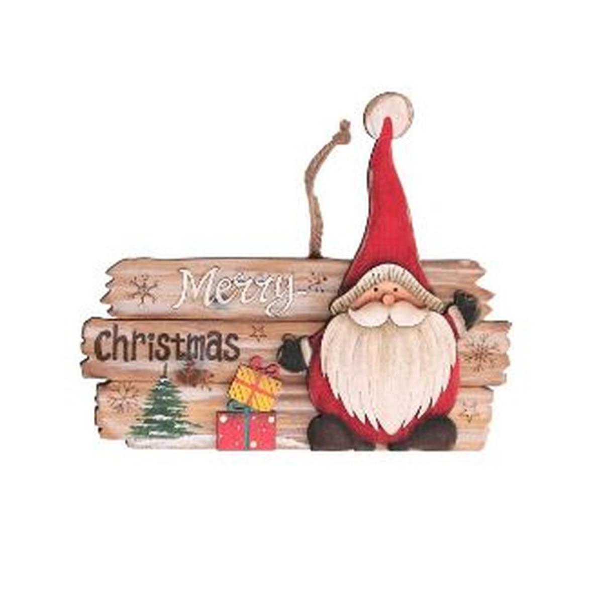Targa natalizia legno babbo natale 23 x 19 cm