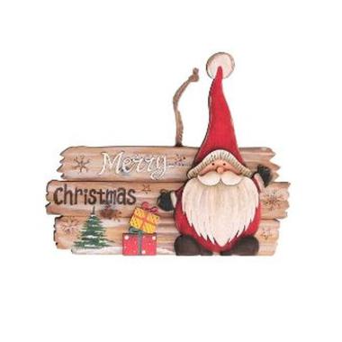 Targa natalizia legno babbo natale 23 x 19 cm