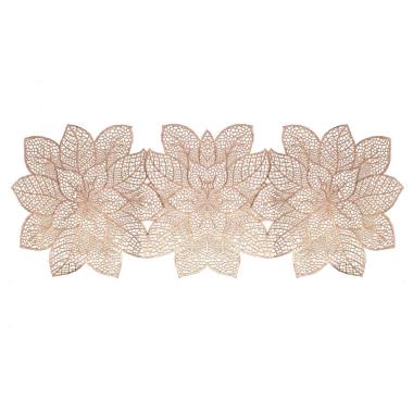 Runner fiori oro plastica 35 x 91 cm