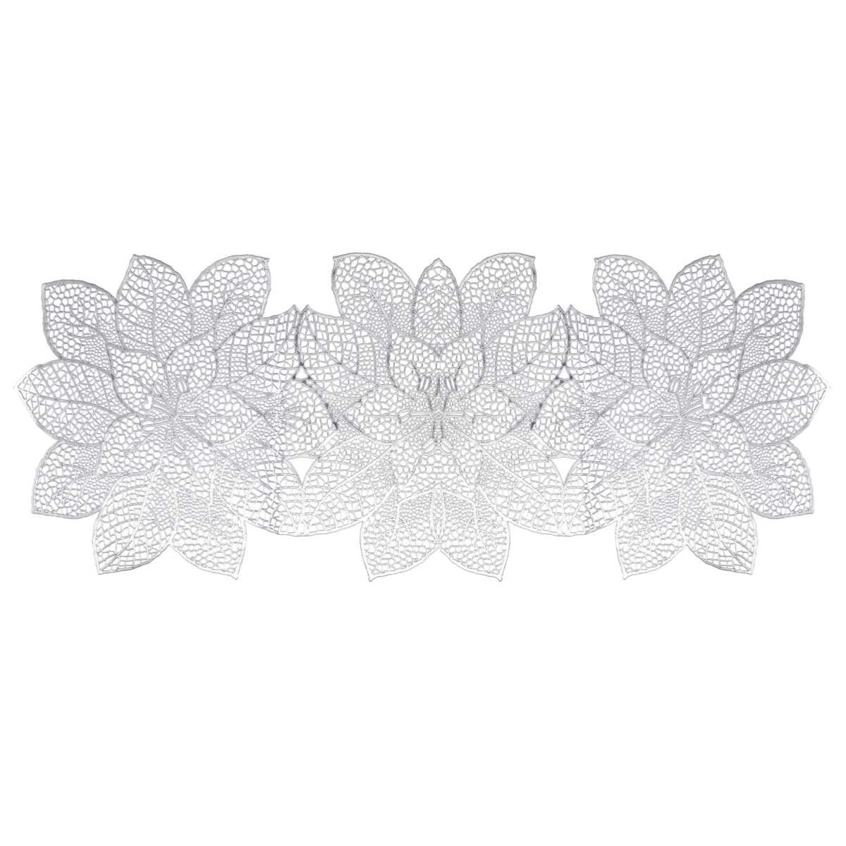 Runner fiori argento plastica 35 x 91 cm