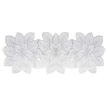 Runner fiori argento plastica 35 x 91 cm
