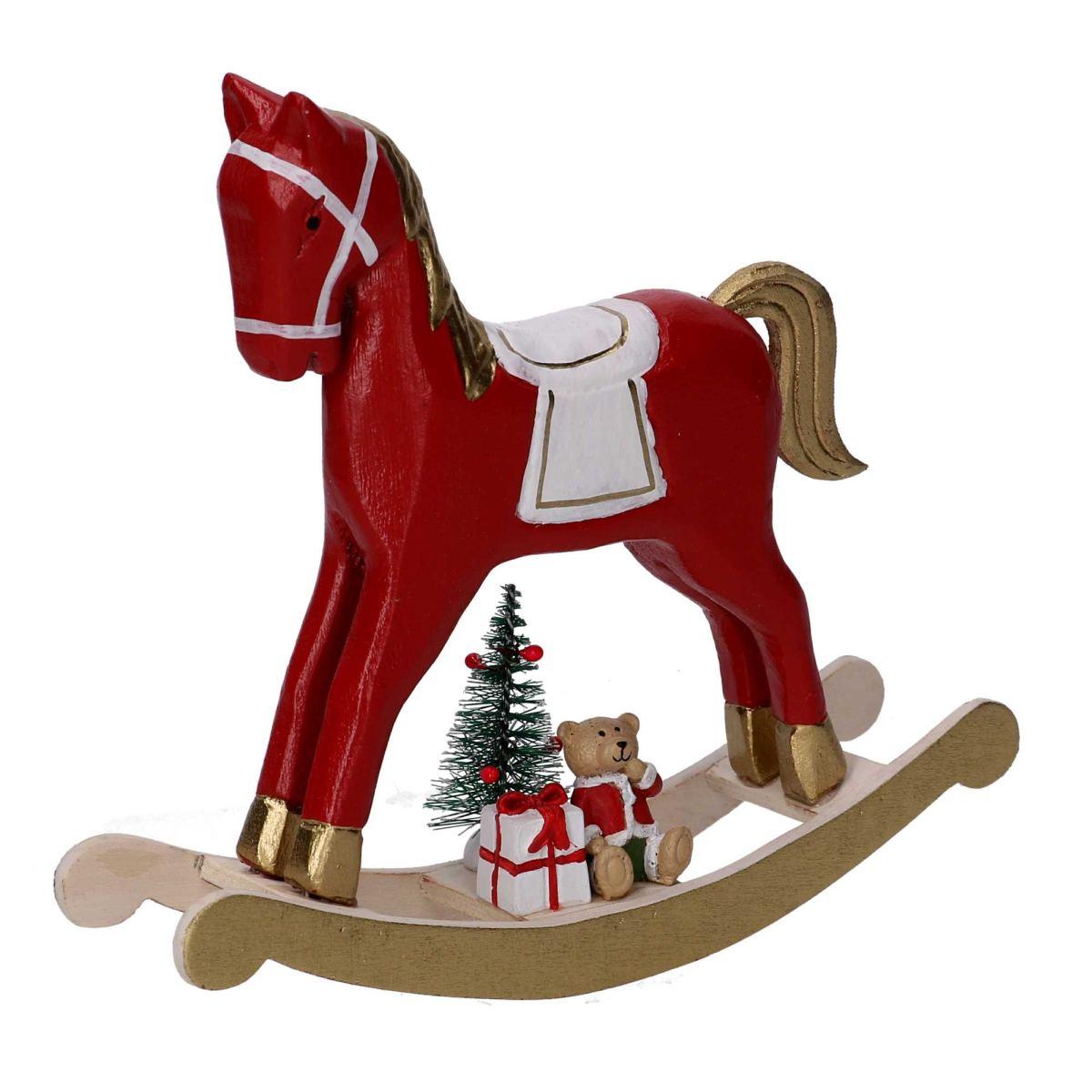 Cavallo dondolo legno rosso modello a 18 x 5 x 18 cm