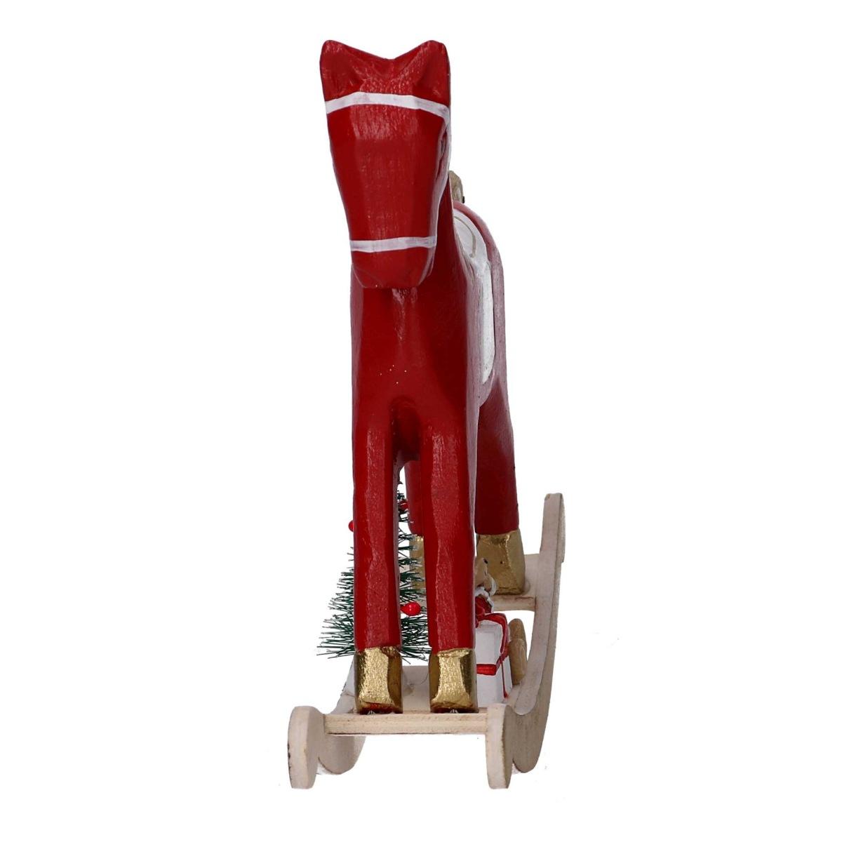 Cavallo dondolo legno rosso modello a 18 x 5 x 18 cm