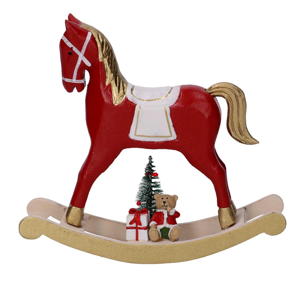 Cavallo dondolo legno rosso modello a 18 x 5 x 18 cm