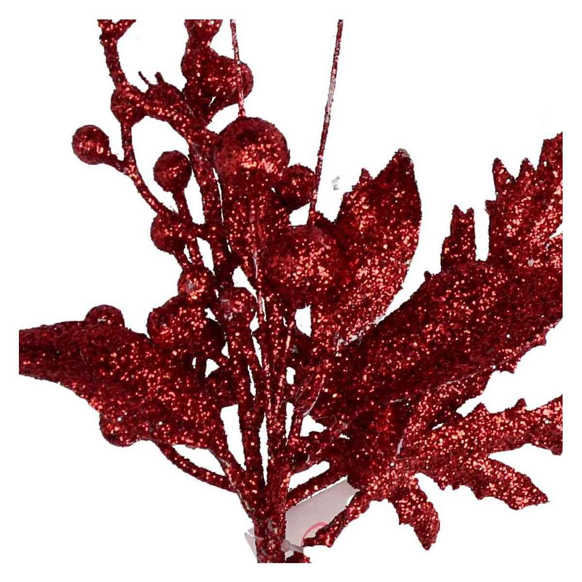 Fiore natale rosso pick bacche 33 cm