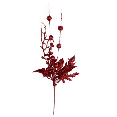 Fiore natale rosso pick bacche 33 cm