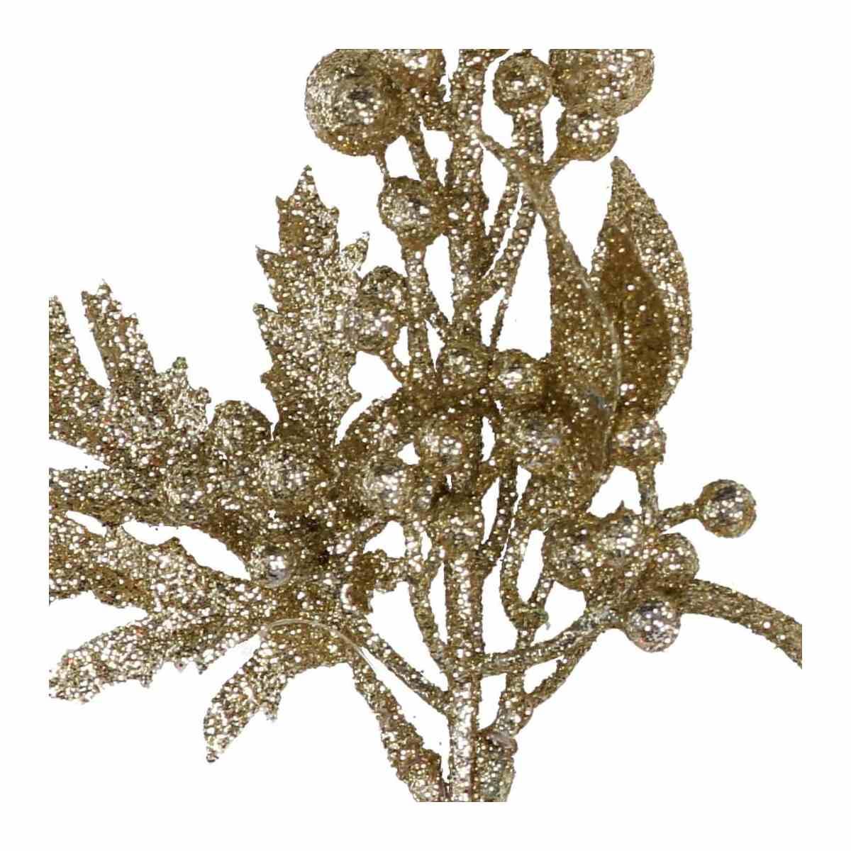 Fiore natale oro pick bacche 33 cm