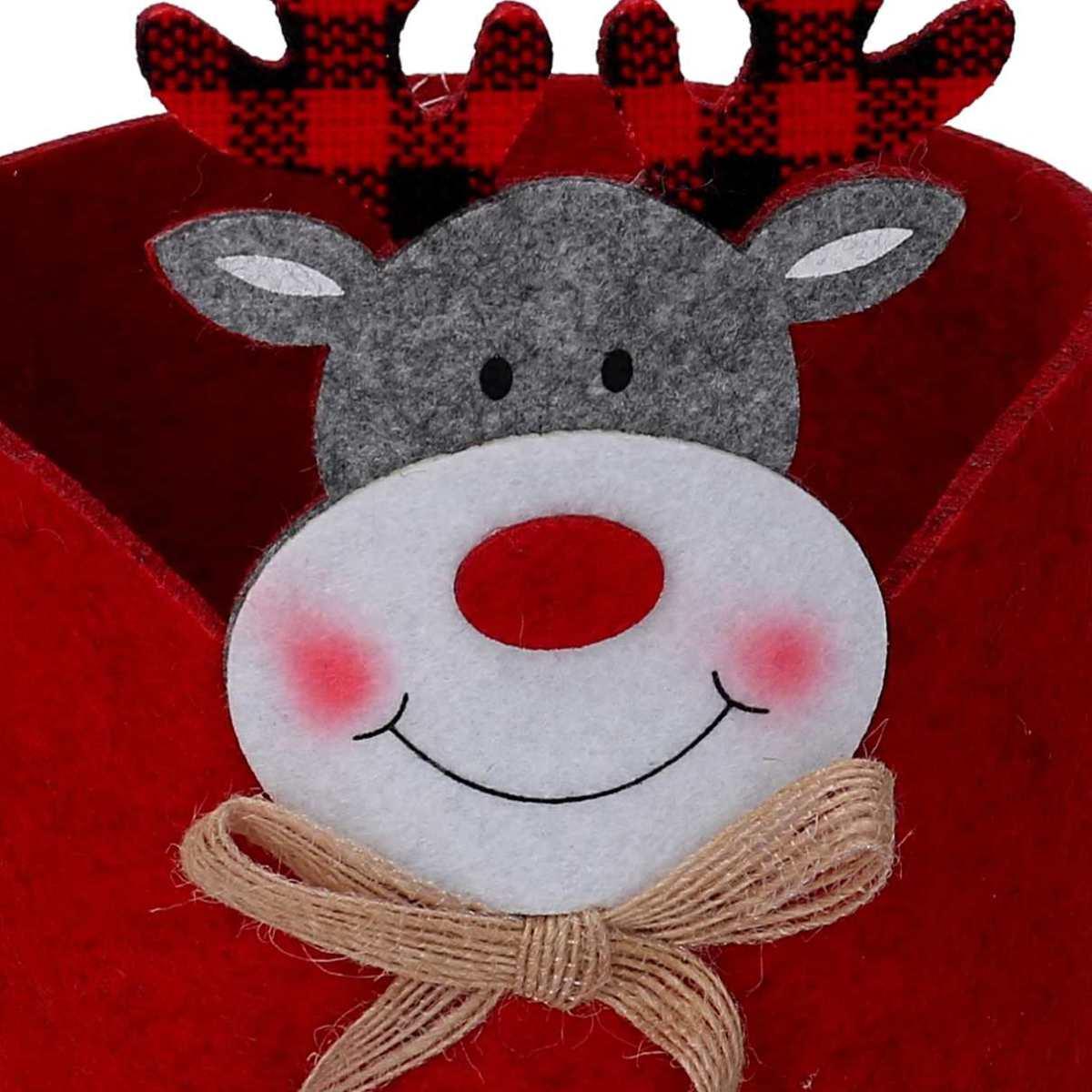 Cesto natale renna feltro Ø 14 cm