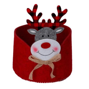 Cesto natale renna feltro Ø 14 cm