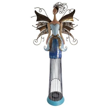 Angelo fatina metallo blu oro 72 cm