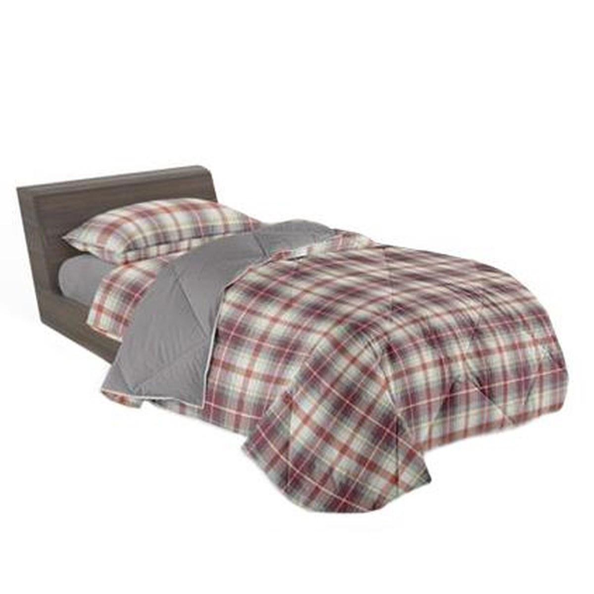 Lenzuola singole 1 piazza tartan bordeaux grigio Set 3 pz
