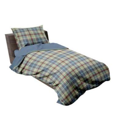 Lenzuola singole 1 piazza tartan blu beige Set 3 pz
