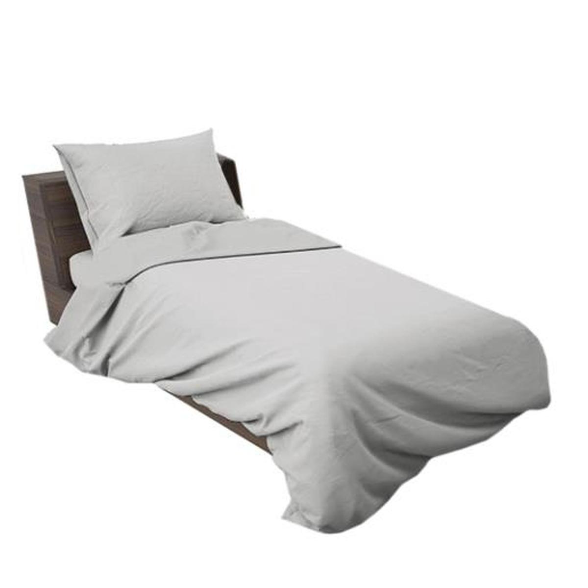 Lenzuola singole 1 piazza grigio perla Set 3 pz