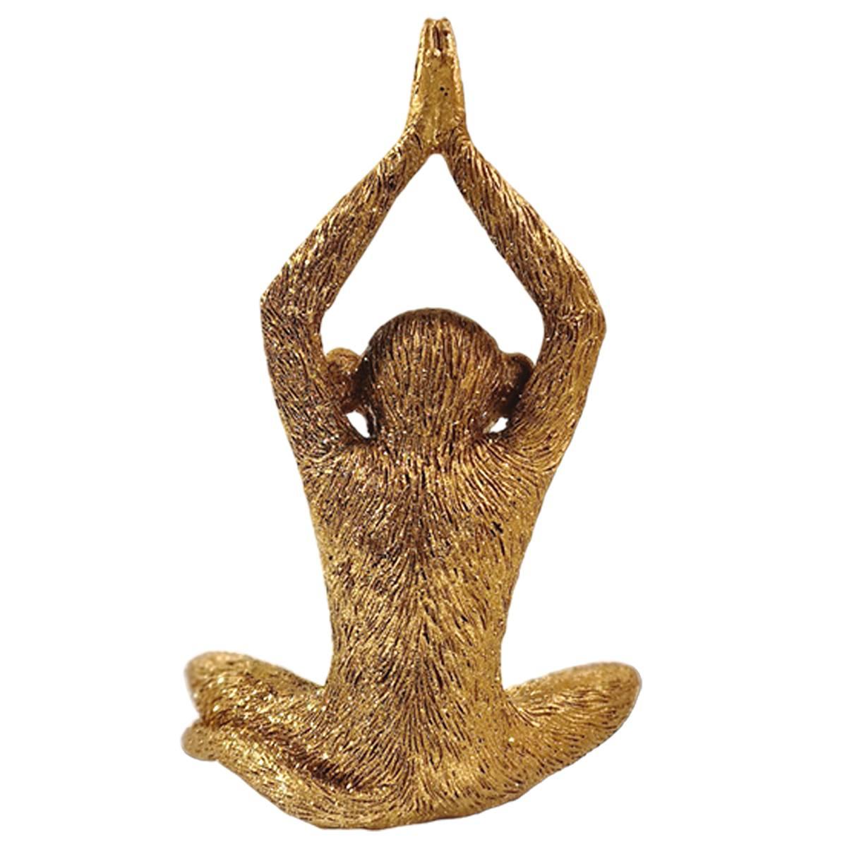 Decorazione natalizia resina scimmia seduta oro 18 cm