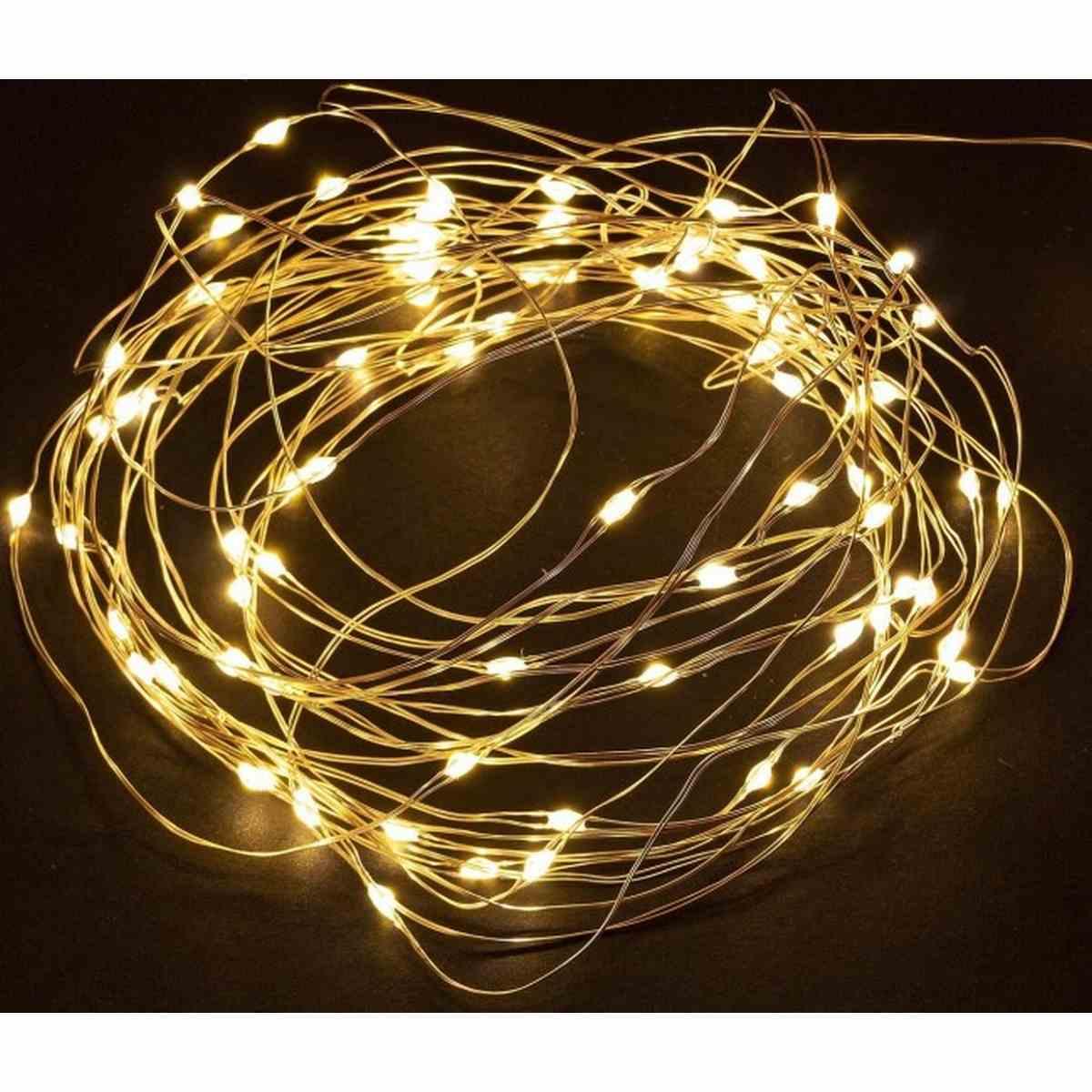 Luci di natale esterno batteria 40 led micro bianco caldo