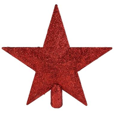 Puntale albero natale stella rossa glitter 20 cm