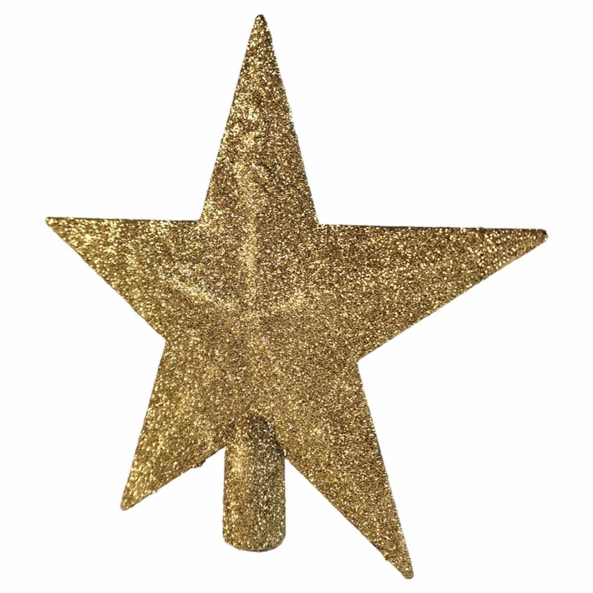 Puntale albero natale stella oro glitter 20 cm