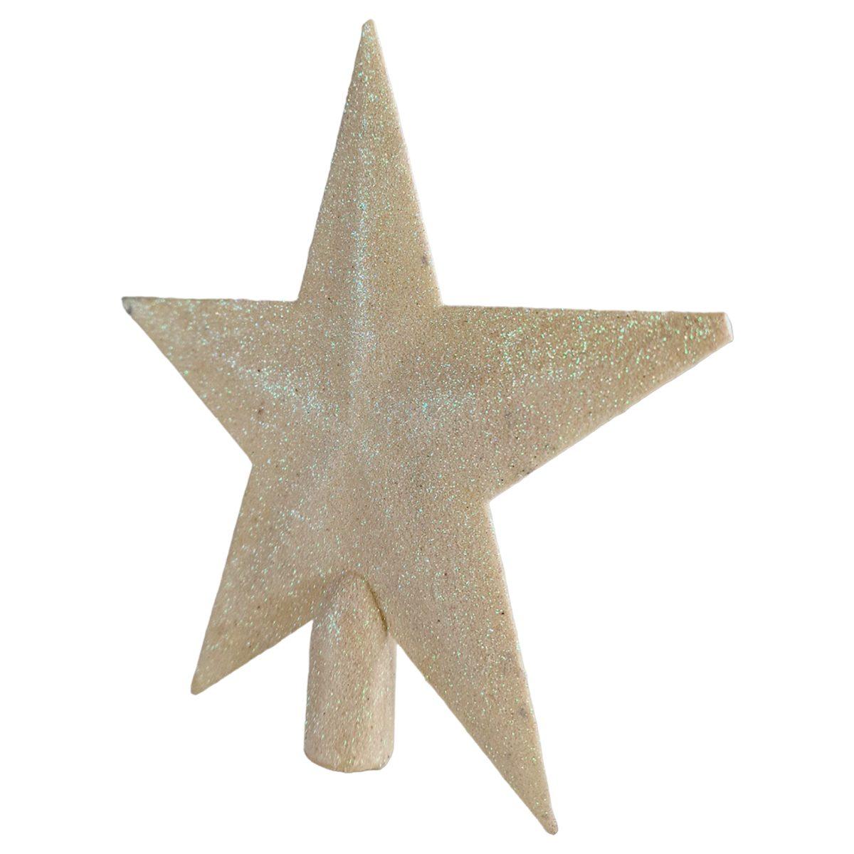 Puntale albero natale stella bianca glitter 20 cm