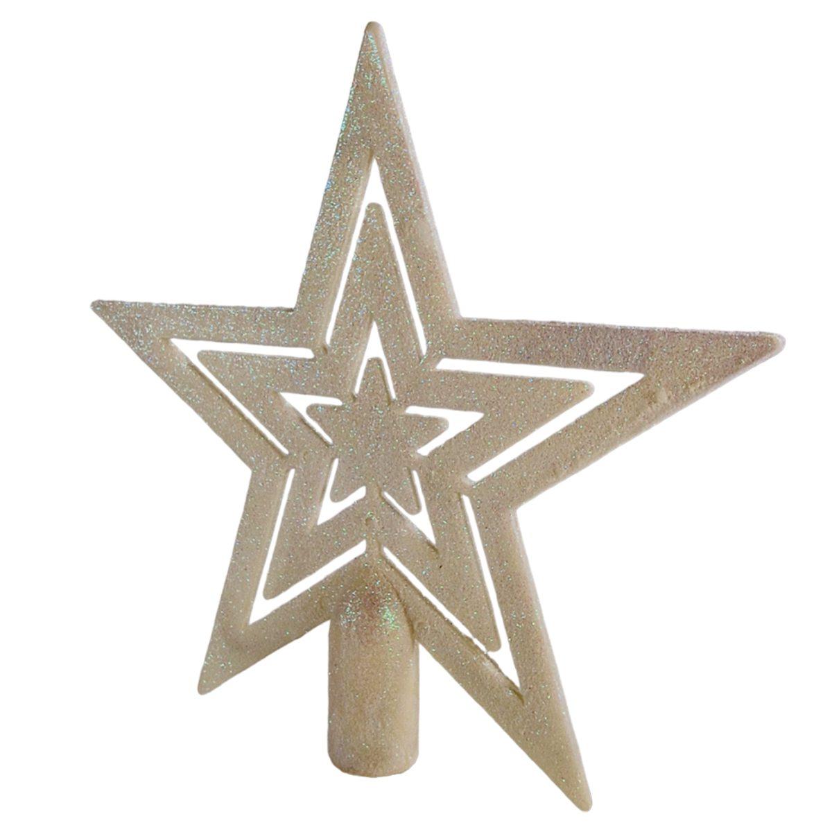 Puntale albero natale stella bianca glitter 20 cm