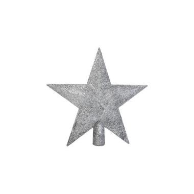 Puntale albero natale stella argento glitter 20 cm