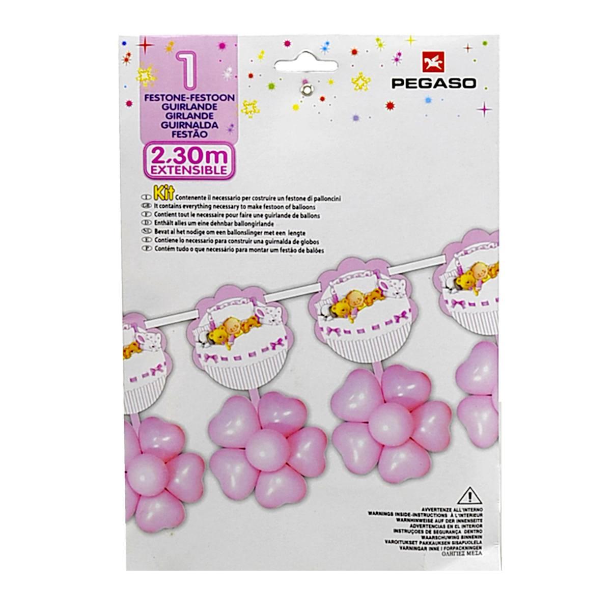 Festone party rosa palloncini mt