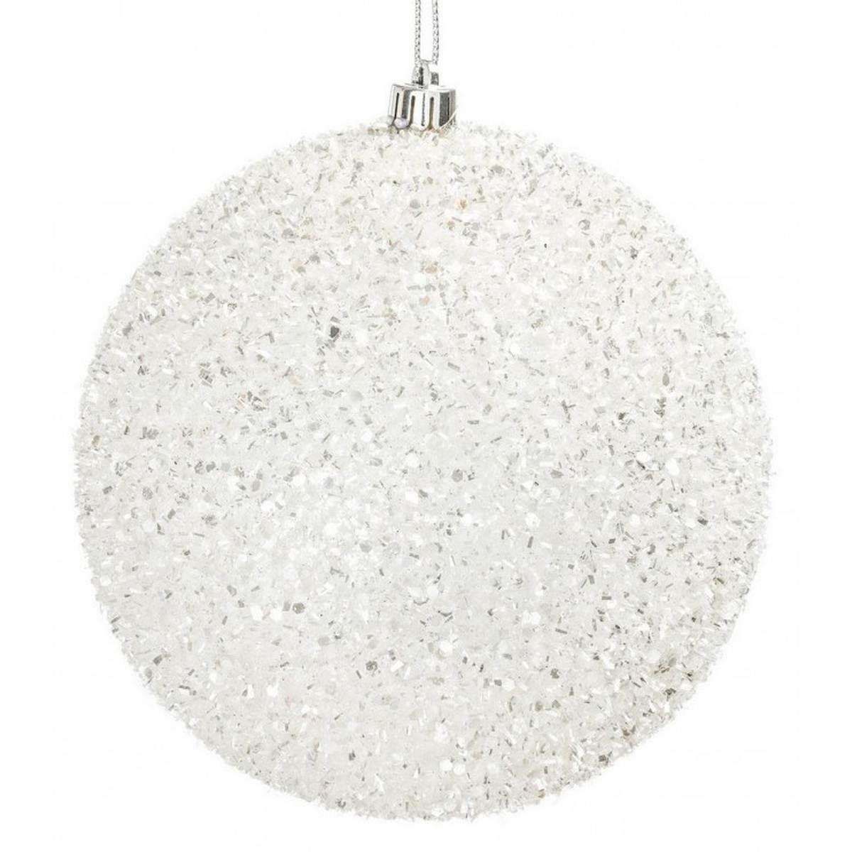 Pallina natalizia bianca glitter Ø 15 cm