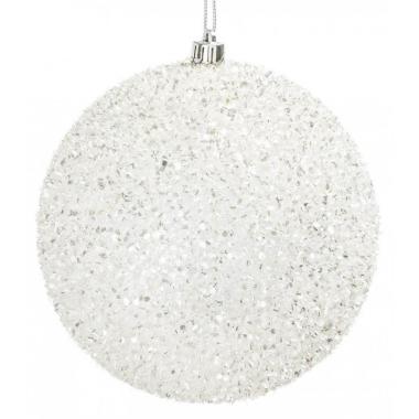 Pallina natalizia bianca glitter Ø 15 cm