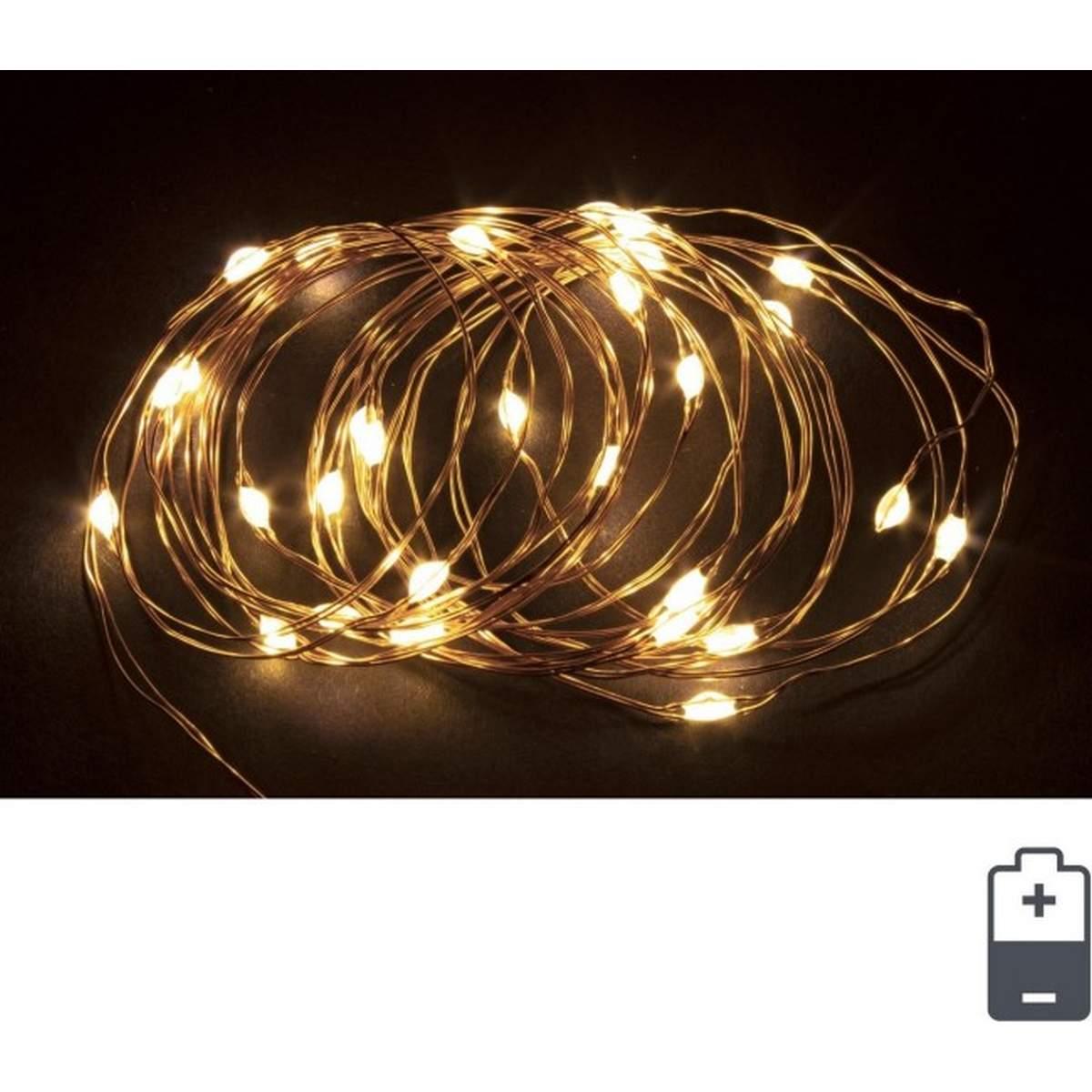Luci di natale esterno batteria 30 led micro copper