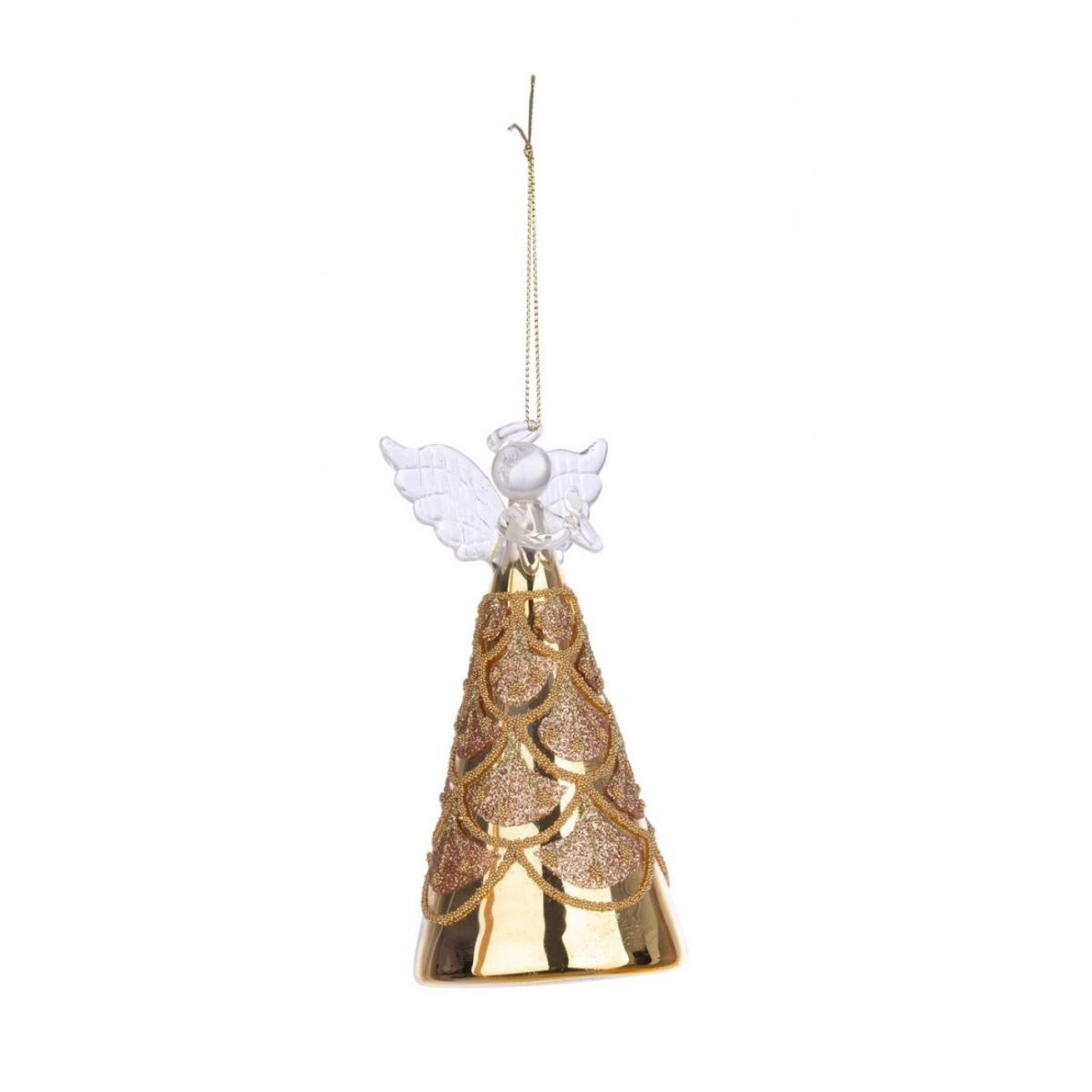 Pallina natalizia vetro angelo oro ali 14,5 cm