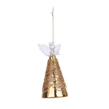 Pallina natalizia vetro angelo oro ali 14,5 cm