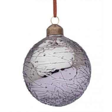 Pallina natalizia vetro argento glaciale 8 cm